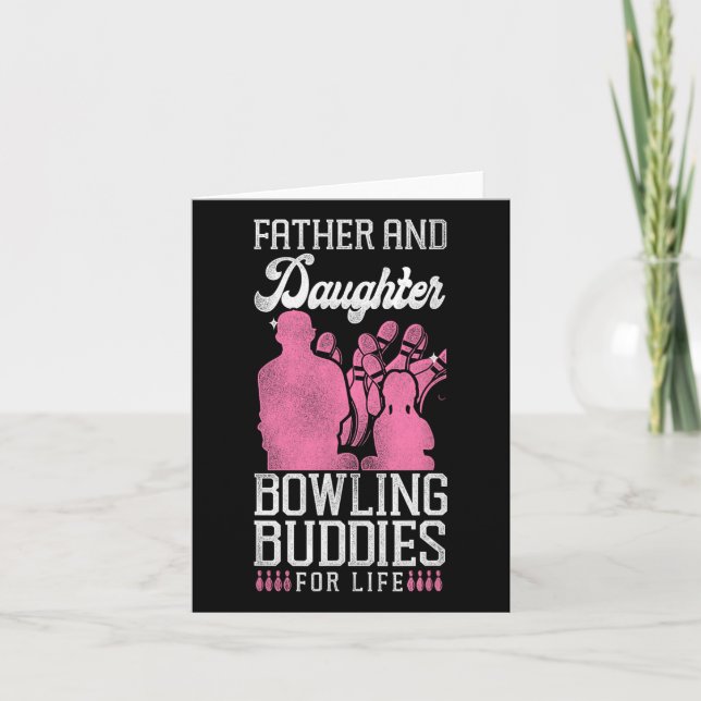 Funny Bowling Vater Tochter Vater und Tochter Bow Karte (Vorderseite)