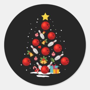 Funny Bowling Weihnachtsbaumleuchten Weihnachtsges Runder Aufkleber