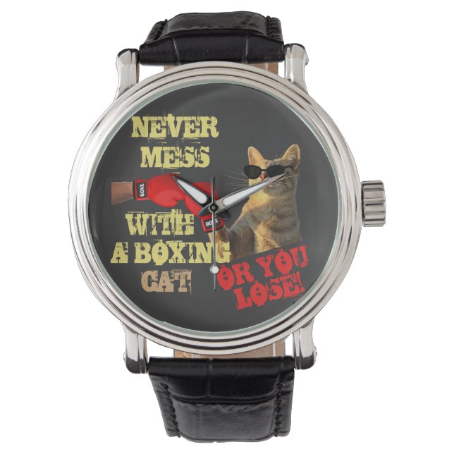 Funny Boxer Cat | Niedliche Cat Lovers Keepake Armbanduhr (Vorderseite)