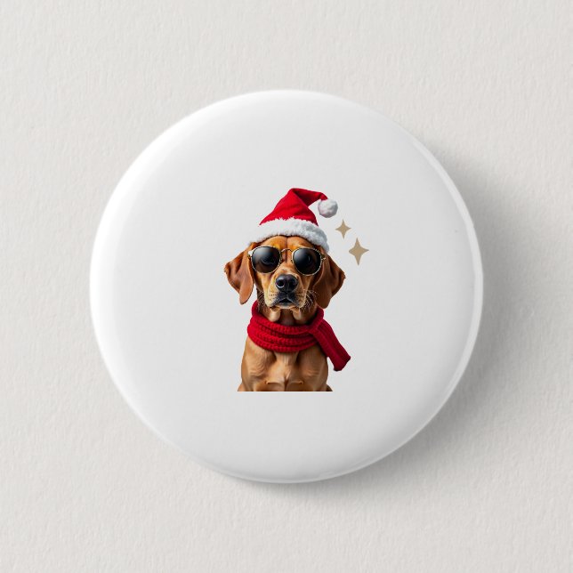 Funny Boxer Dog Christmas Lights Xmas Outfit Pajam Button (Vorderseite)