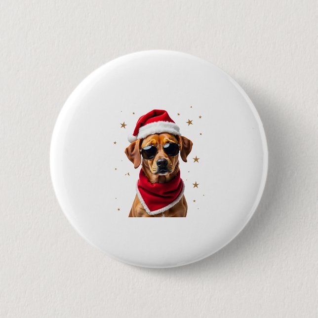 Funny Boxer Dog Christmas Lights Xmas Outfit Pajam Button (Vorderseite)