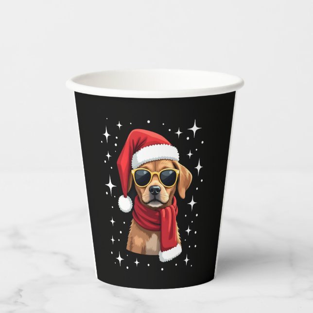 Funny Boxer Dog Christmas Lights Xmas Outfit Pajam Pappbecher (Vorderseite)