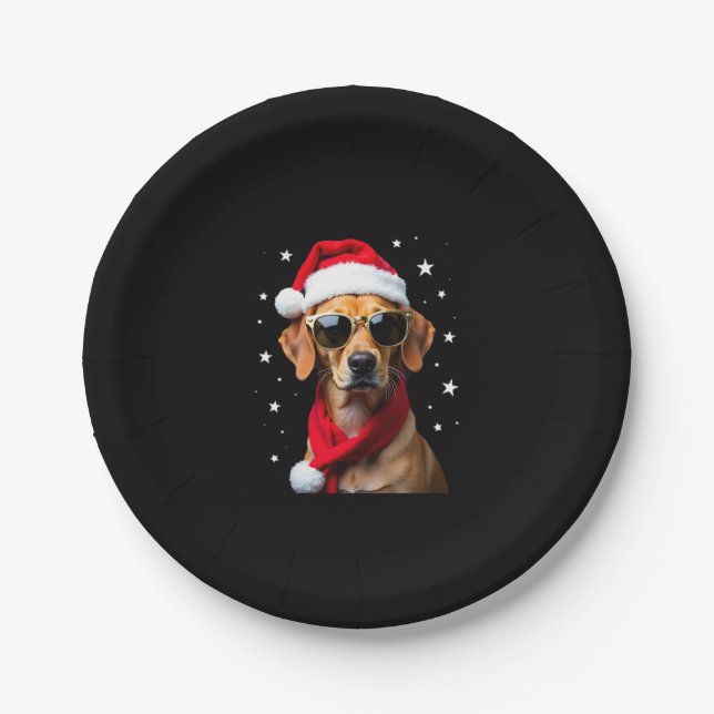 Funny Boxer Dog Christmas Lights Xmas Outfit Pajam Pappteller (Vorderseite)