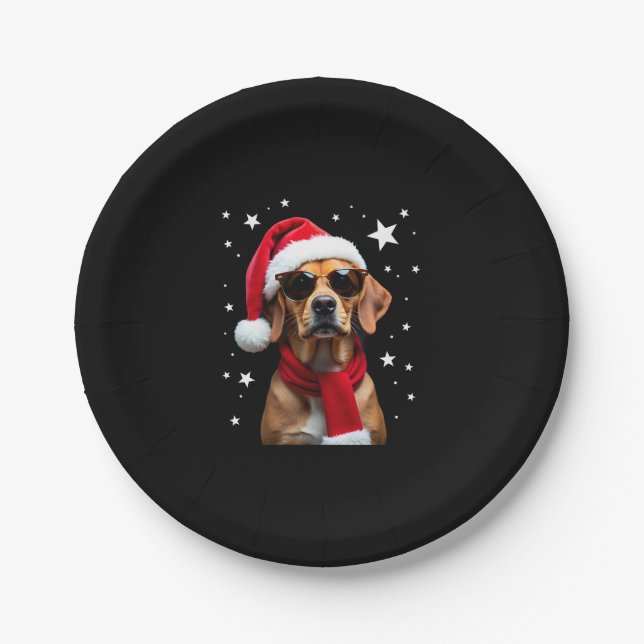 Funny Boxer Dog Christmas Lights Xmas Outfit Pajam Pappteller (Vorderseite)