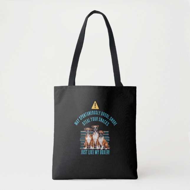 Funny Boxer Dog Drool Warnung Tasche (Vorderseite)