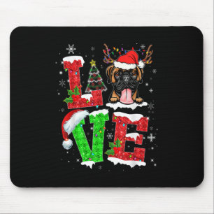 Funny Boxer Dog Tree Weihnachtslicht Weihnachten W Mousepad