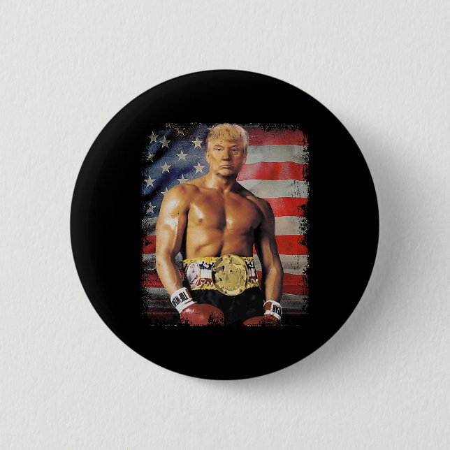 Funny Boxer Trump Trump Rocky Meme Button (Vorderseite)