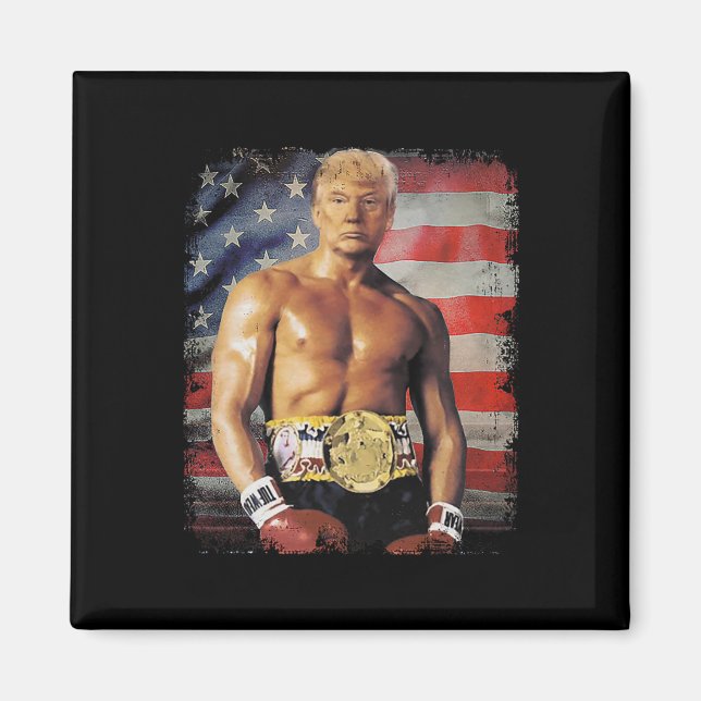 Funny Boxer Trump Trump Rocky Meme Magnet (Vorne)