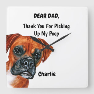 Funny Boxer Vater Frische Pasta machen Quadratische Wanduhr