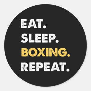 Funny Boxing Apparel Eat Sleep Boxing Wiederholung Runder Aufkleber