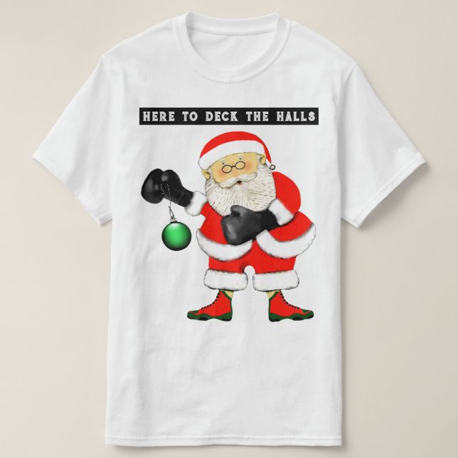 Funny Boxing Boxer Weihnachten T-Shirt (Design vorne)
