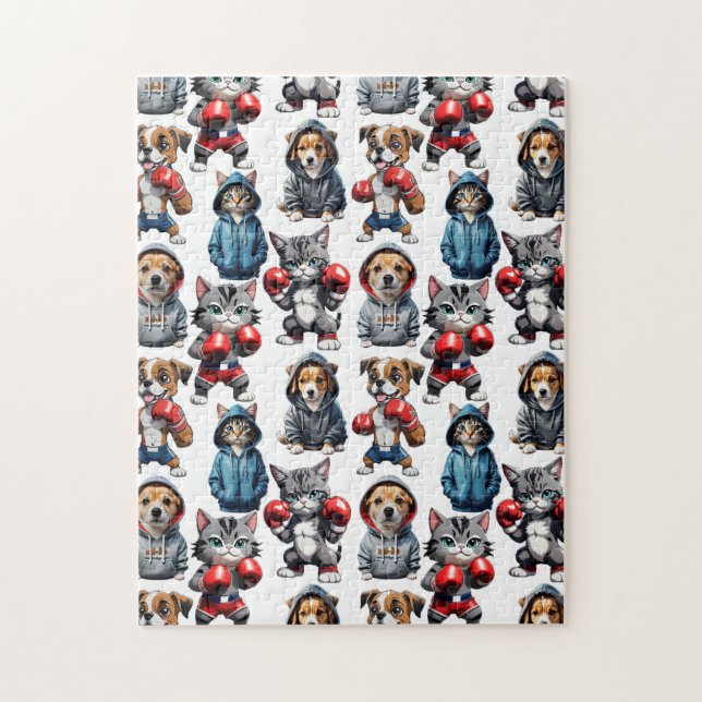 Funny Boxing Cat Dog Design (Vertikal)