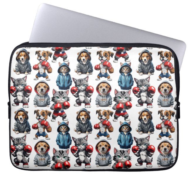 Funny Boxing Cat Dog Design Laptopschutzhülle (Vorderseite)