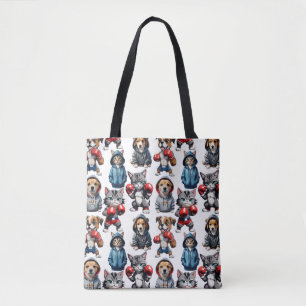 Funny Boxing Cat Dog Design Tasche