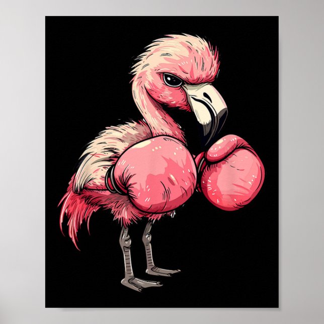 Funny Boxing Flamingo mit rosa Handschuhen Kinder  Poster (Vorne)