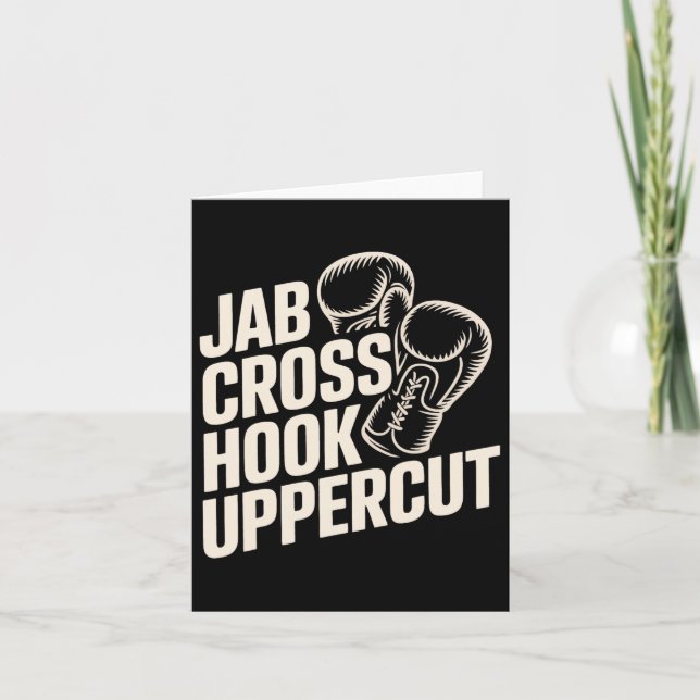 Funny Boxing Gym Jab Cross Hook Uppercut für Fraue Karte (Vorderseite)