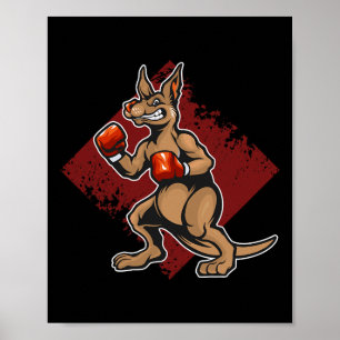 Funny Boxing Kangaroos mit Gloves Boxer Puncher K Poster