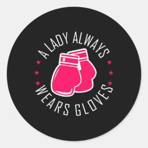 Funny Boxing Pink Gloves T Shirt Women Boxer Runder Aufkleber