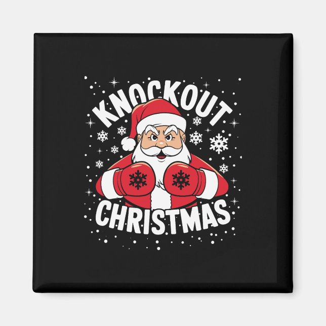 Funny Boxing Player Xmas Lights Weihnachtsmann Chr Magnet (Vorne)