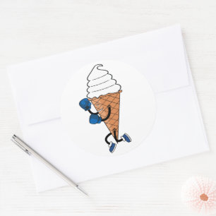 Funny Boxing Sportaktivitäten Ice Cone Cartoon Runder Aufkleber