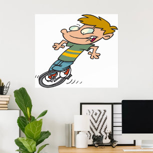 Funny Boy Riding Einrad Poster