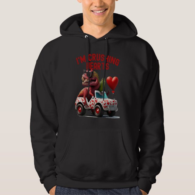 Funny Boys Kids Valentines Day  Dino Trex Monster  Hoodie (Vorderseite)