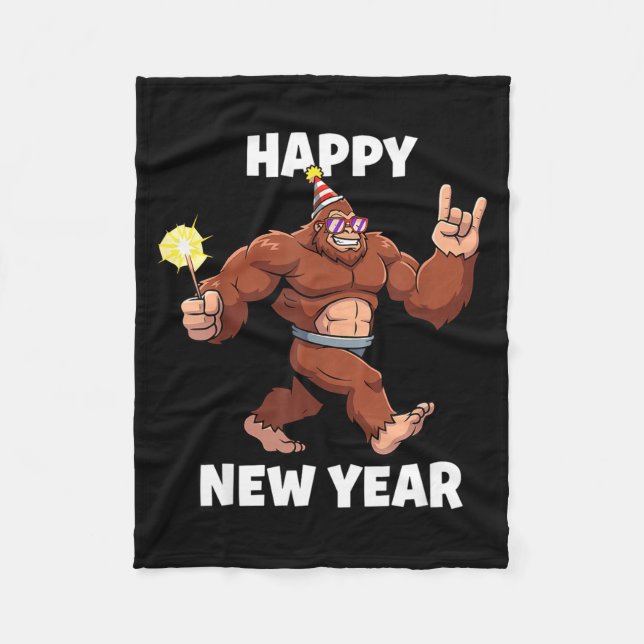 Funny Boys Nye Outfit, Mens Fireworks Bigfoot Happ Fleecedecke (Vorderseite)