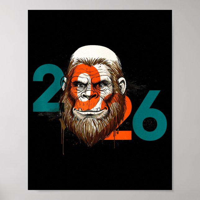 Funny Boys Nye Outfit, Mens Fireworks Bigfoot Happ Poster (Vorne)