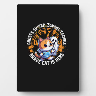 Funny Brave Cat Walking erschreckt Ghost, die Lieb Fotoplatte