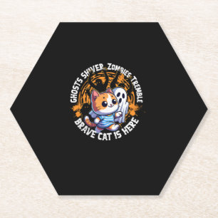 Funny Brave Cat Walking erschreckt Ghost, die Lieb Untersetzer