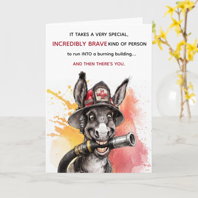 Funny Brave Idiot Firefighter Birthday Card Karte (Gelbe Blume)