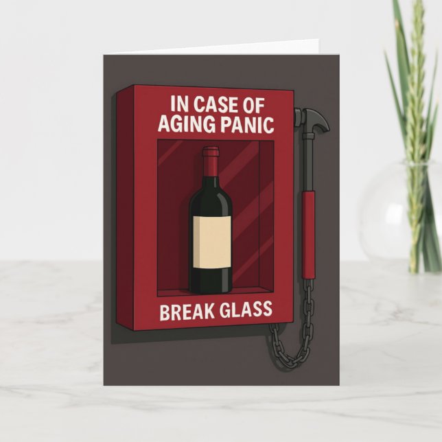 Funny Break Glass im Falle einer Feuerweinflasche Dankeskarte (Vorderseite)