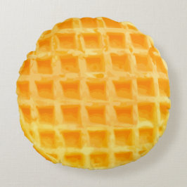 Funny Breakfast Waffeldesign Rundes Kissen