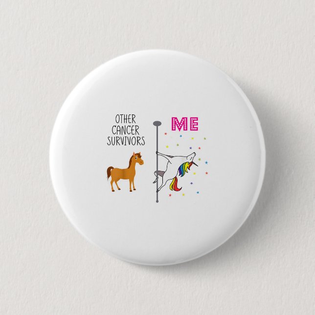 Funny Breast Cancour Survivor Unicorn Rainbow Le D Button (Vorderseite)