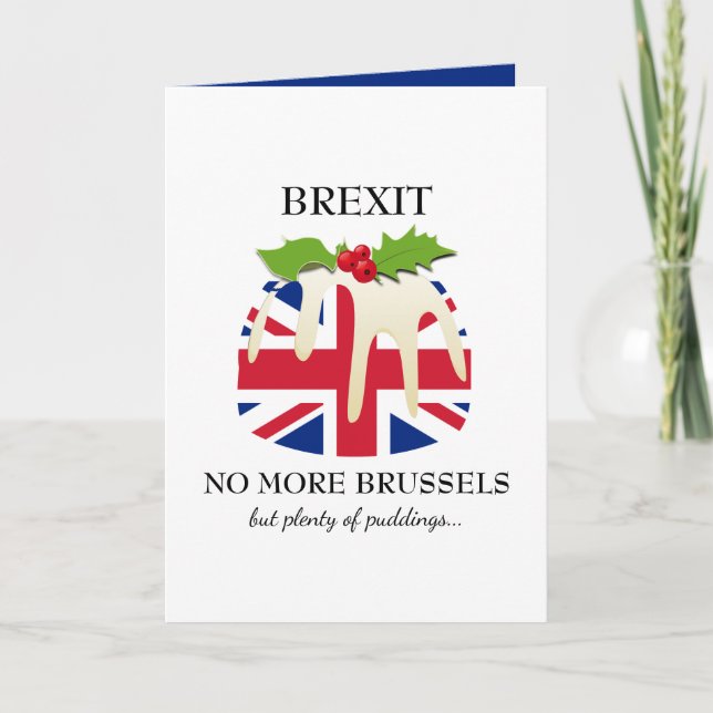 Funny | BREXIT Brüssel | Weihnachts-Pudding Feiertagskarte (Vorderseite)
