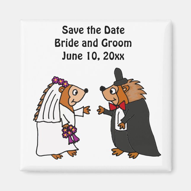 Funny Bride Groom Igel Hochzeit Art Magnet (Vorne)