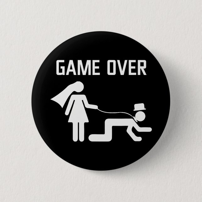 Funny Bride Groom Wedding Bachelor Bachelorette Pa Button (Vorderseite)