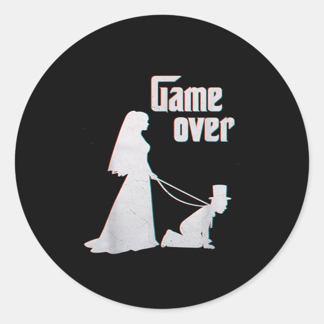 Funny Bride Groom Wedding Bachelor Runder Aufkleber (Vorderseite)