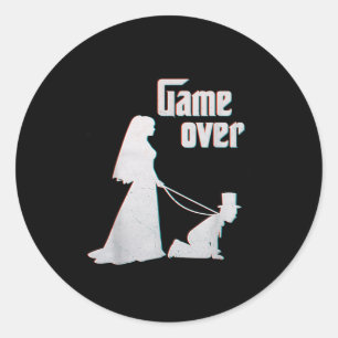 Funny Bride Groom Wedding Bachelor Runder Aufkleber