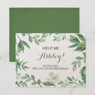 Funny BRIDESMAID PROPOSAL card, Greenerie Einladung