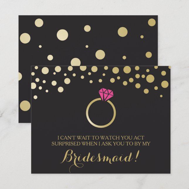 Funny BRIDESMAID VORSCHLAG Karte ~ Black & Imitats (Vorne/Hinten)