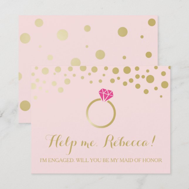 Funny BRIDESMAID VORSCHLAG Karte ~ Pink & Imitats  (Vorne/Hinten)