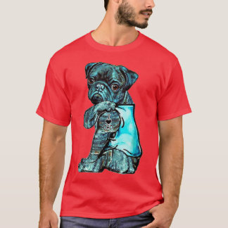 Funny Brindle Pug Dog I Love Dad Tattoo Brindle Pu T-Shirt