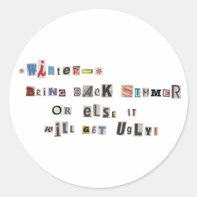 Funny Bring Summer Ransom Note Collage zurück Runder Aufkleber (Vorderseite)