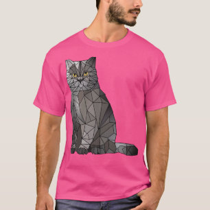 Funny British Shorthair Cat Polygon Geometric Kitt T-Shirt