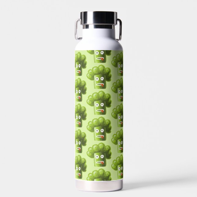 Funny Broccoli Muster Grün Vegan Vegetarier Trinkflasche (Vorne)