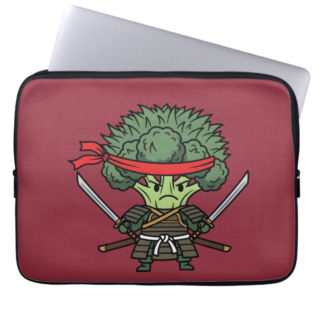 Funny Broccoli Samurai Warrior Japanese Art Illust Laptopschutzhülle (Vorderseite)
