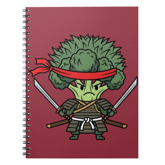Funny Broccoli Samurai Warrior Japanese Art Illust Notizblock (Vorderseite)