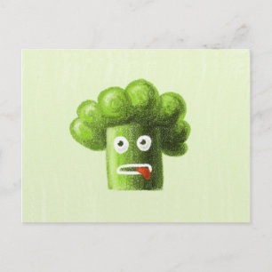 Funny Broccoli Vegan Vegetarian Green Cartoon Food Postkarte