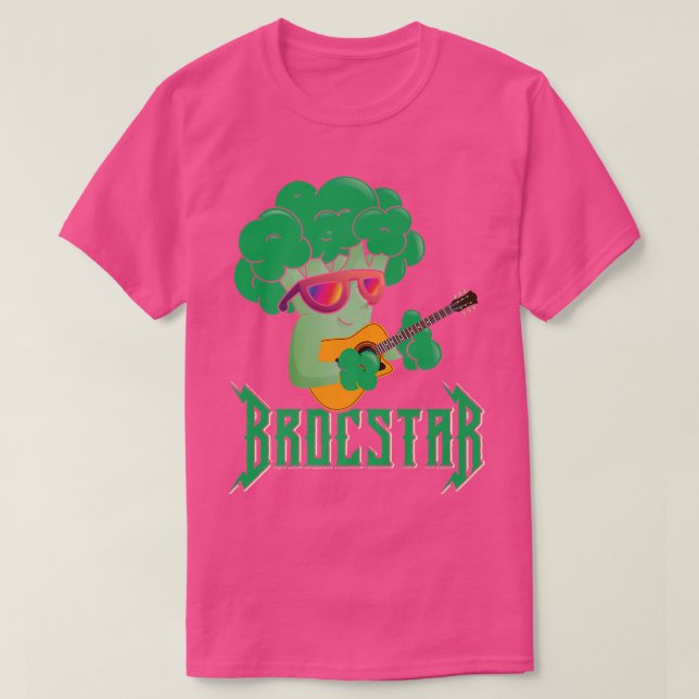 Funny Brocstar Guitar Broccoli T-Shirt (Design vorne)